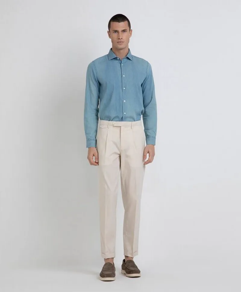 MarkUp Ανδρικό Βαμβακερό Πουκάμισο Denim Regular Fit σε Ανοιχτό Μπλε