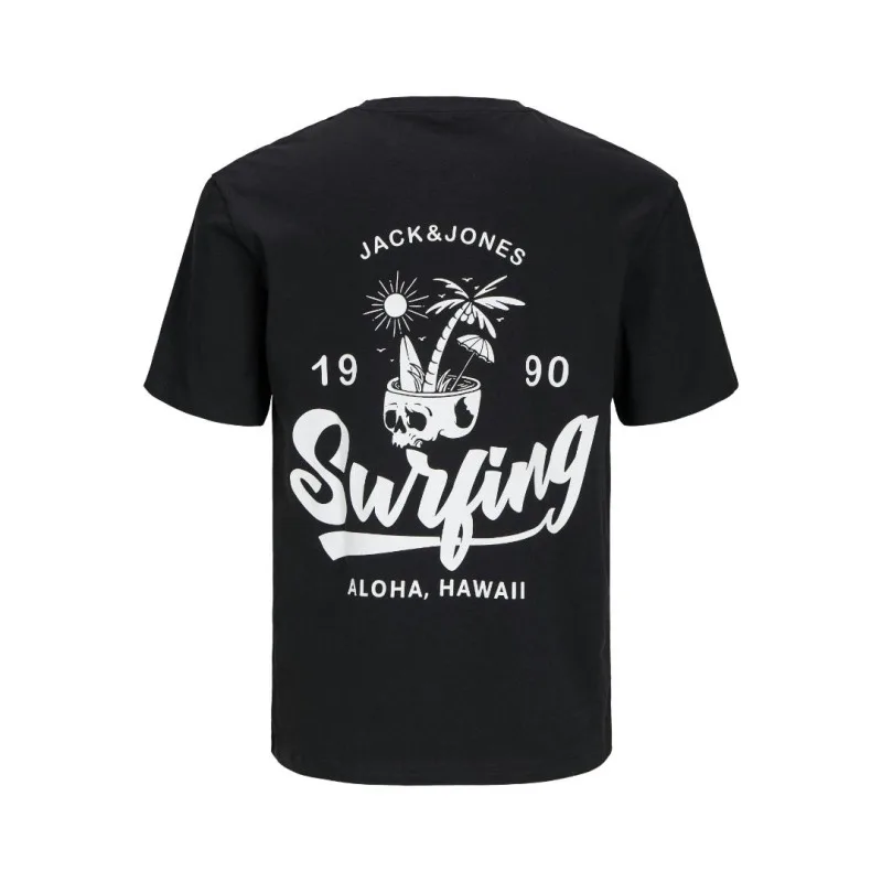 Jack & Jones "Ezekiel Backprint" T-shirt σε Plus fit γραμμή,με μεταξοτυπία στο στήθος και την πλάτη - Black Rock