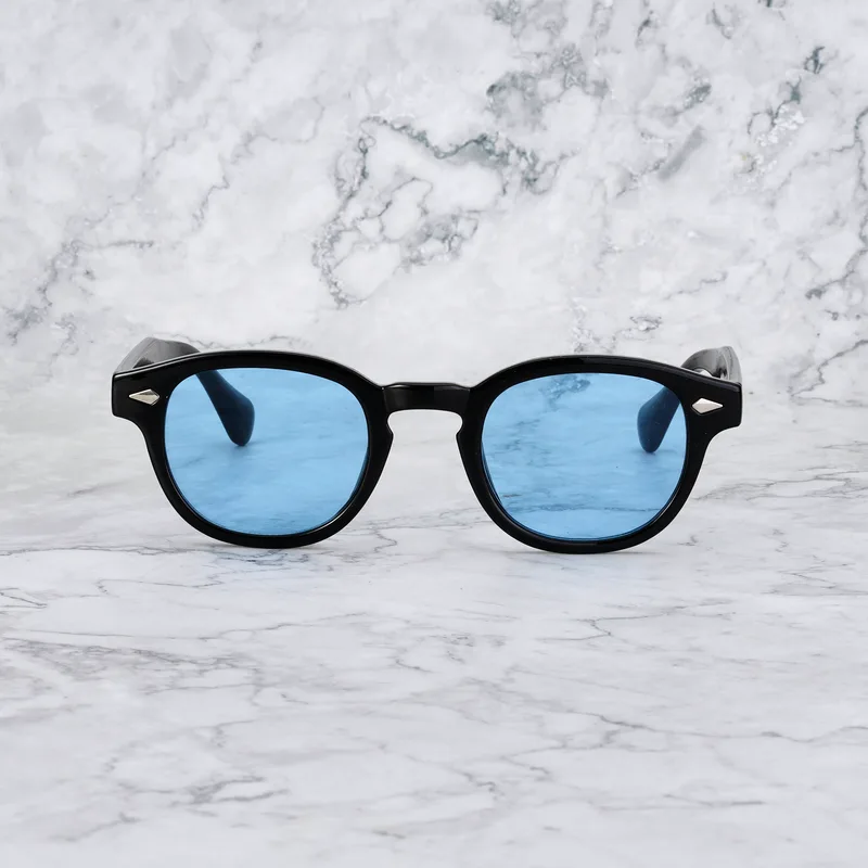 JOHNNY Tinted Sunglasses | Black | Sky Blue Shades | Explicit Poets Sunglasses