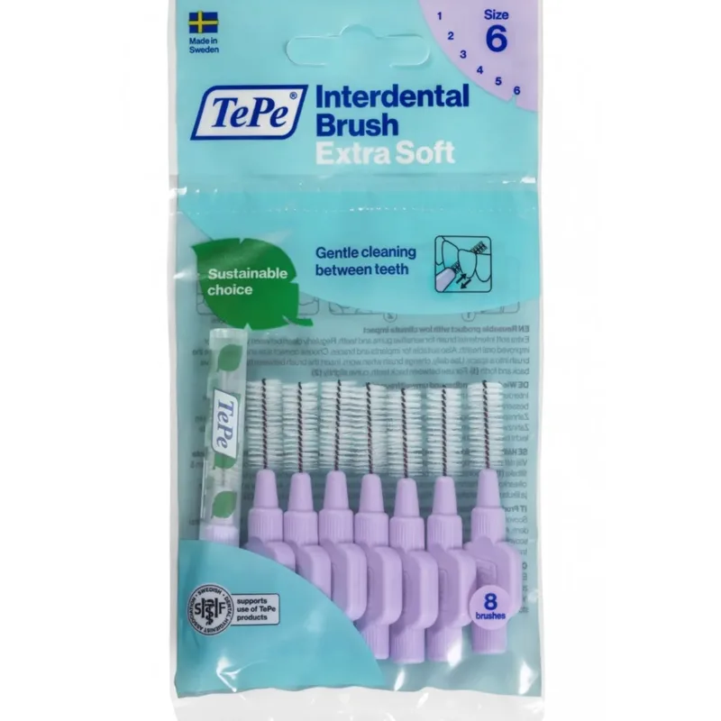 TePe Interdental Brush Extra Soft Μεσοδόντια Βουρτσάκια με Μαλακές Ίνες για Ευαίσθητα Δόντια & Ούλα 8 Τεμάχια - Size 6 (1.1mm)