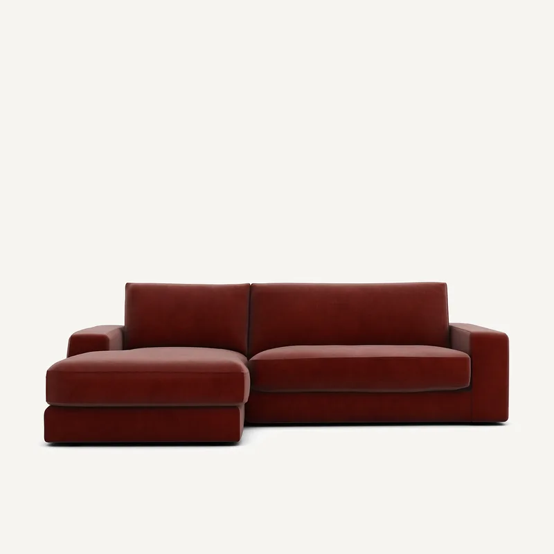 Γωνιακός καναπές από βελούδο Μ170xΠ250xΥ78cm
