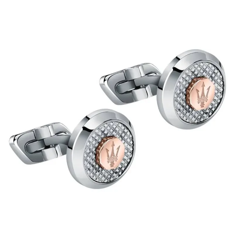 Μανικετόκουμπα Maseratti Stainless Steel με ροζ gold λεπτομέρεια JM223ATK20 JM223ATK20 Ατσάλι