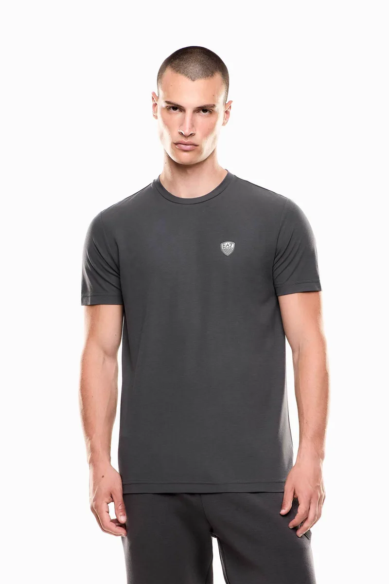 EA7 ανδρικό T-shirt με logo patch Slim Fit - 8NPT16PJRGZ Ανθρακί