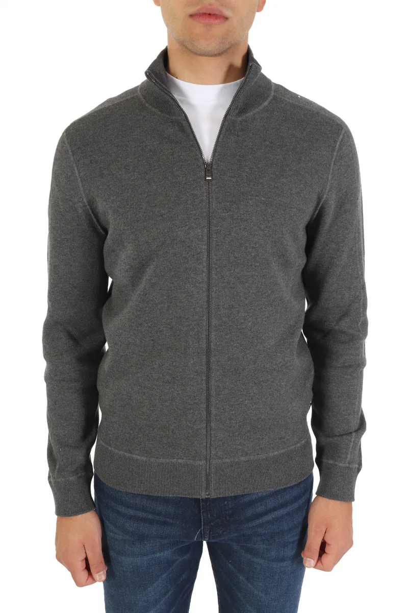 BOSS ΠΛΕΚΤΟ FULLZIP MENTOLO ΓΚΡΙ