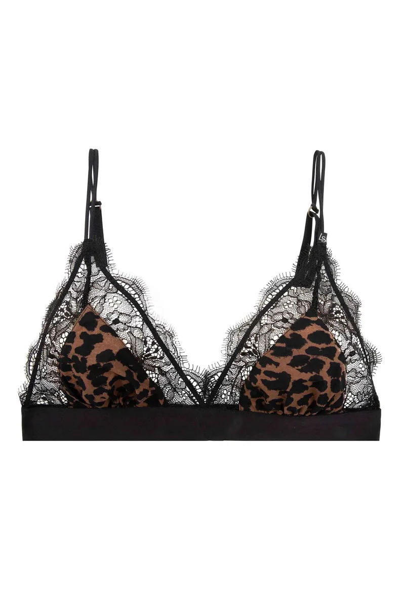 Love Stories γυναικείο bralette με leopard print και δαντέλα περιμετρικά "Love lace" - L001005801 Καφέ