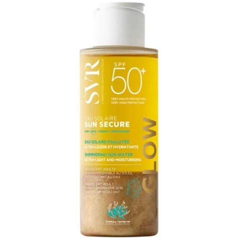 SVR Sun Secure Ultra-Light & Moisturising Spf50+ Shimmering Sun Water Αδιάβροχο Αντηλιακό Νερό Δύο Φάσεων Πολύ Υψηλής Προστασίας με Φυσικές Χρυσές & Μπρονζέ Πέρλες 100ml