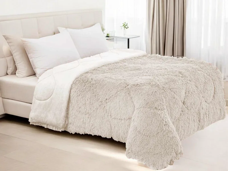 ΚΟΥΒΕΡΤΟΠΑΠΛΩΜΑ ΓΟΥΝΙΝΟ HAIRY ΕΚΡΟΥ ΜΟΝΟ 160X210 LINEAHOME
