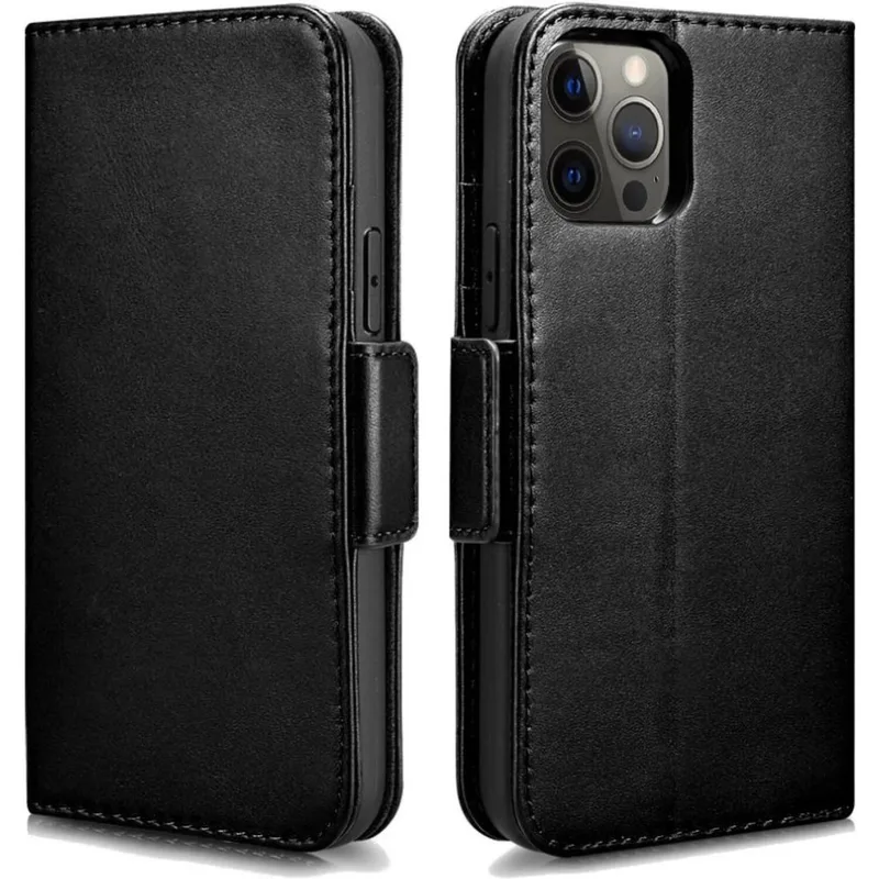 Θήκη iPhone 12 Pro Max iCarer Leather Detachable 2 in 1 Haixing Wallet Δερμάτινο Πορτοφόλι με RFID - Black (WMI1214-BK)