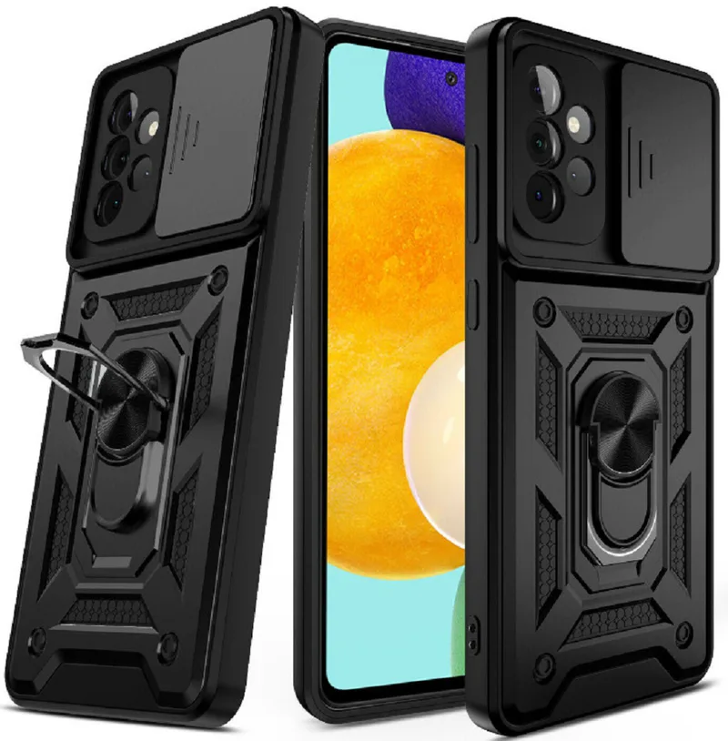 Bodycell Armor Slide - Ανθεκτική Θήκη Samsung Galaxy A52 / A52s 5G με Κάλυμμα για την Κάμερα & Μεταλλικό Ring Holder - Black (5206015004728)