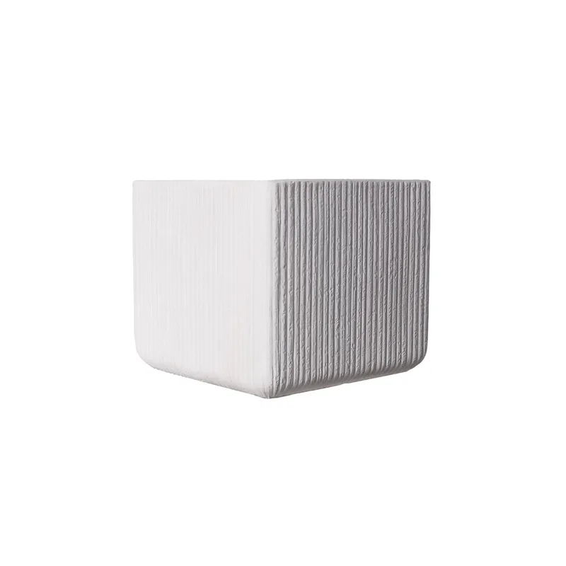 Supergreens Γλάστρα Πήλινη Τετράγωνη "Stripe" Λευκή S 23x23x22 εκ.
