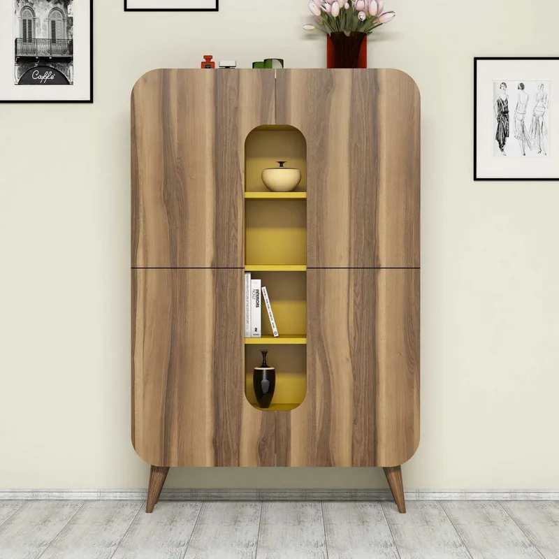 Ντουλάπι Πολλαπλών Χρήσεων Mine - Walnut, Yellow 845Hct3909 (93x144x31,8)