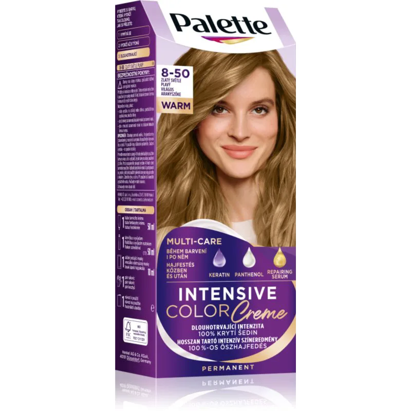 Schwarzkopf Palette Intensive Color Creme μόνιμη βαφή μαλλιών απόχρωση 8-50 Light Golden Blonde 1 τμχ