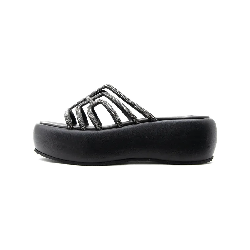 Σανδάλια με πλατφόρμα Bacali Collection LEATHER FLATFORM SANDALS WOMEN