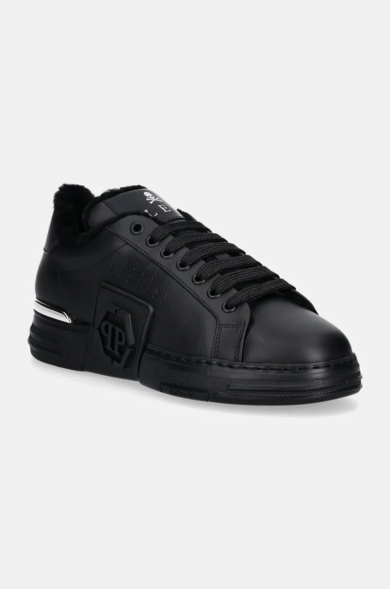 Δερμάτινα sneakers Philipp Plein Nappa Lo-Top Fur Hexagon