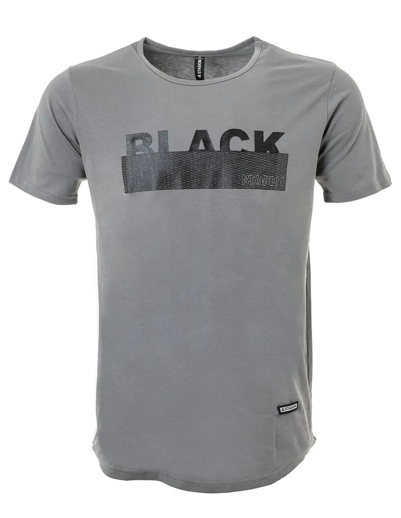 Ανδρικό t-shirt με στάμπα σε γκρι-χακί χρώμα