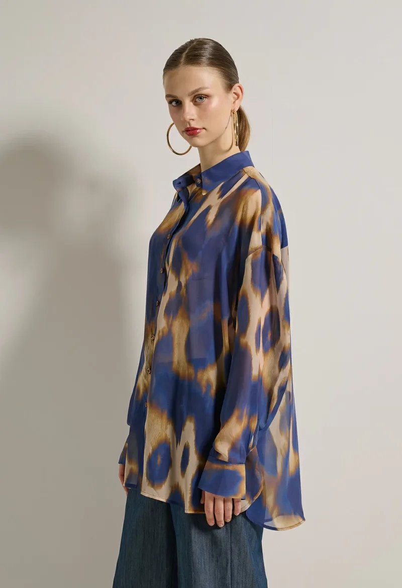 Εμπριμέ πουκάμισο oversize