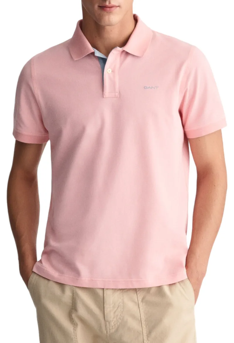 Μπλούζα Polo Gant Contrast Pique Rugger Με Logo 2062026-671-BUBBLEGUM PINK Ανδρικό