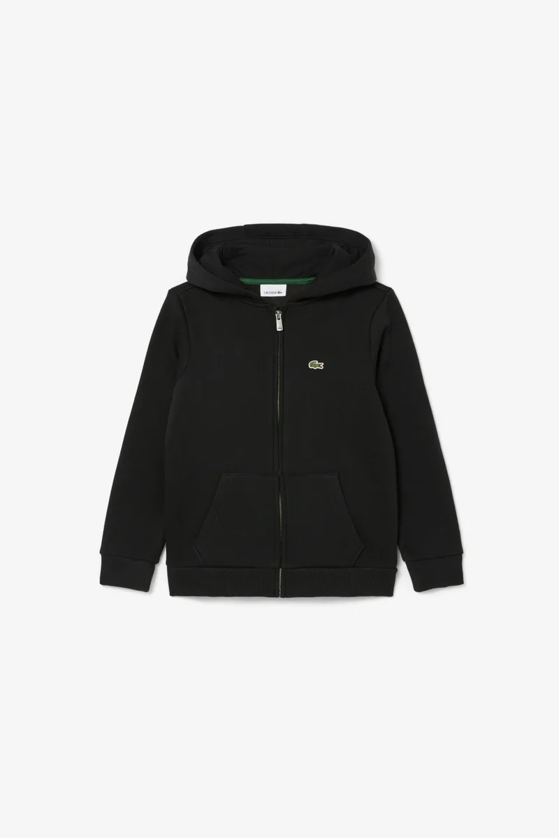 Lacoste παιδική ζακέτα φούτερ με κουκούλα και κεντημένο λογότυπο Classic Fit - SJ0936 Μαύρο
