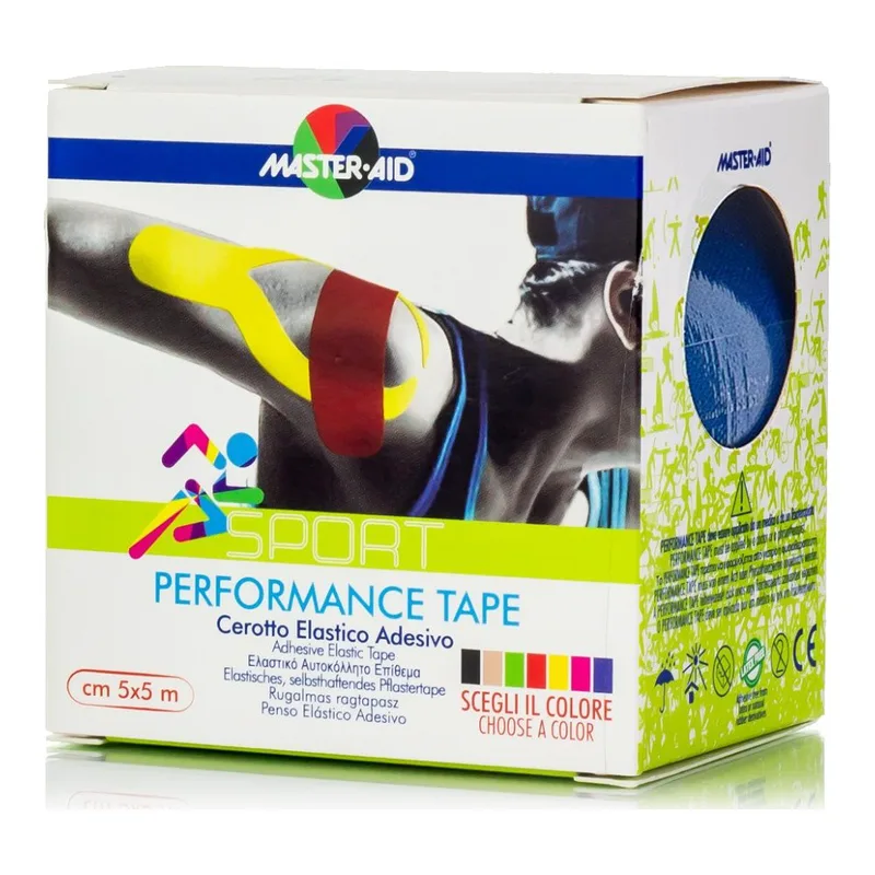 Master Aid Sport Performance Tape Μπλε Αυτοκόλλητη Ελαστική Ταινία για Επιδέσεις 5mx5cm 1 Τεμάχιο