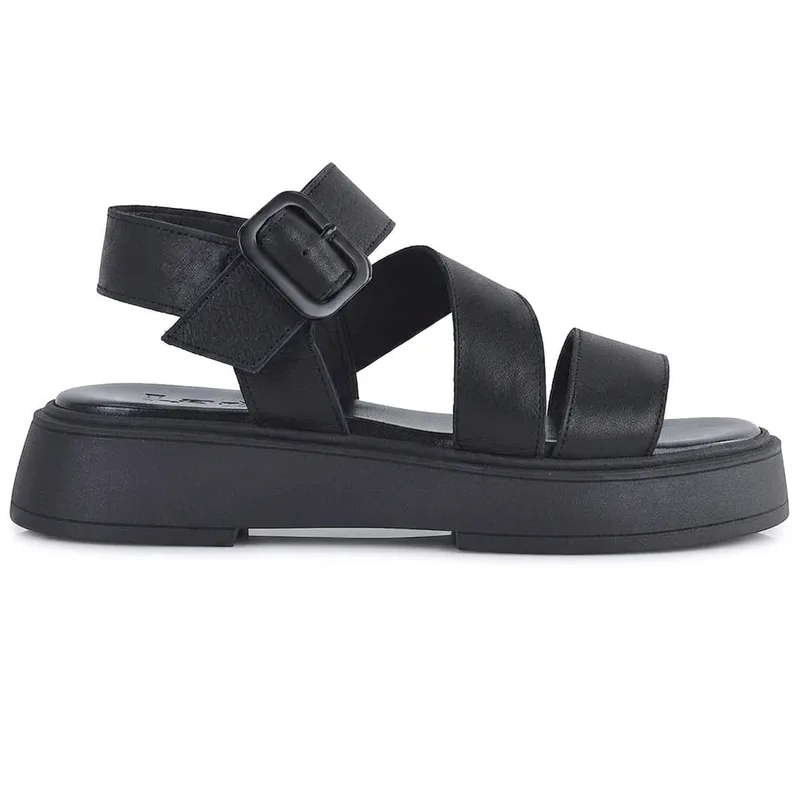 Δερμάτινο μαύρο σανδάλι LADY LD728