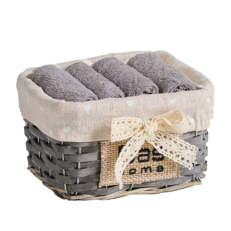 Σετ Πετσέτες Χεριών 4τμχ Soft Grey Με Καλάθι 4001 Das Home (Ύφασμα: Βαμβάκι 100%, Χρώμα: Γκρι, Μέγεθος: Χεριών ) - Das Home - 530708004001