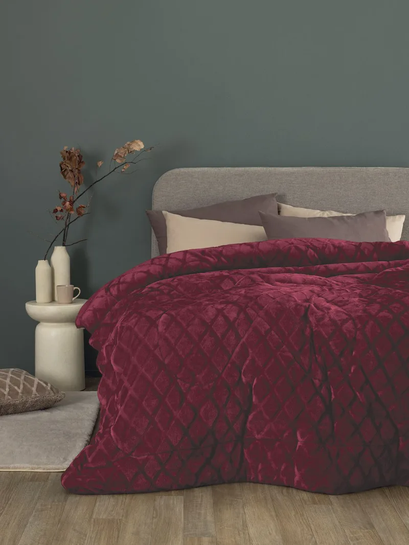 Κουβερτοπάπλωμα King Size με Γούνα Sherpa Palamaiki Nadine/5 Bordo 240x260