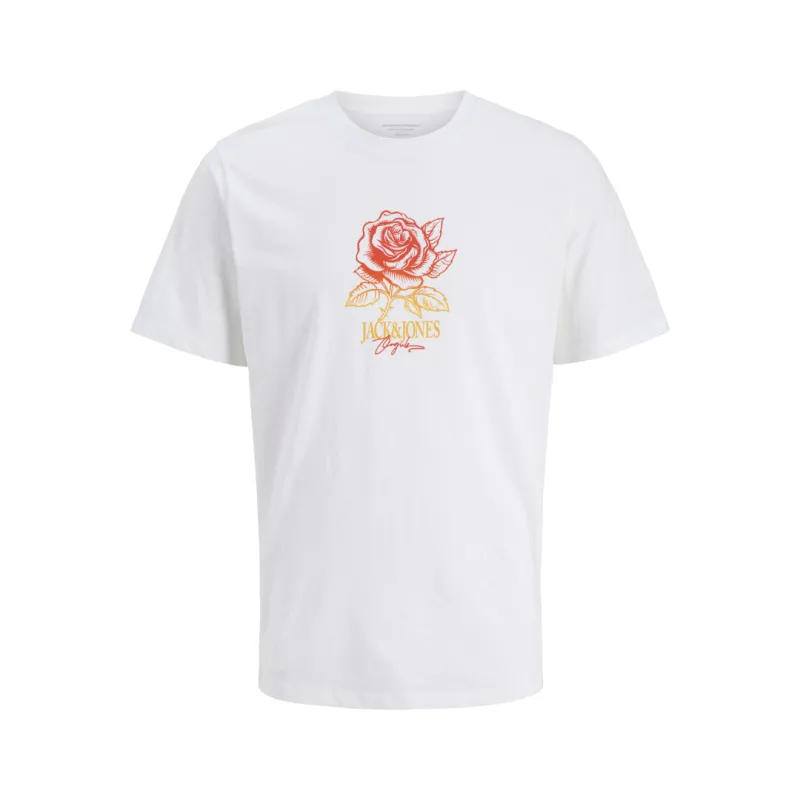 Jack & Jones "Almeria Tee"σε Plus fit γραμμή,με μεταξοτυπία - Bright White