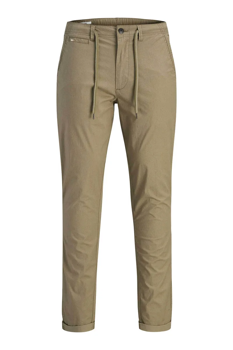 JACK & JONES ανδρικό παντελόνι chino με ελαστική μέση Slim Fit - 12293491 Μπεζ