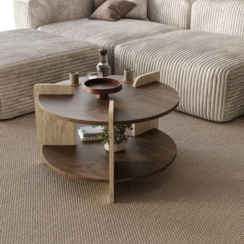 Τραπεζάκι Σαλονιού Oalla - Travertine, Walnut 116Sam1511 (70x45x70 cm)