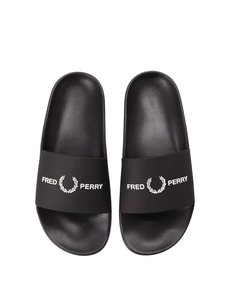 Fred Perry Branded Slides Ανδρικές Παντόφλες B2320-102 Μαύρο