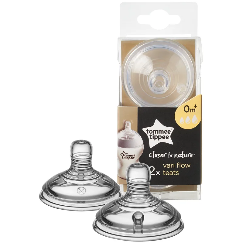 Tommee Tippee Closer to Nature Vari Flow Teats Κωδ 42214042 Θηλές Σιλικόνης Μεταβλητής Ροής με Κοπή σε Σχήμα Χ 0m+, 2 Τεμάχια
