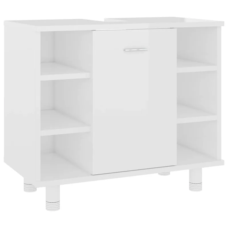 vidaXL Ντουλάπι Νιπτήρα Γυαλιστερό Λευκό 60x32x53,5 εκ. Επεξ. Ξύλο