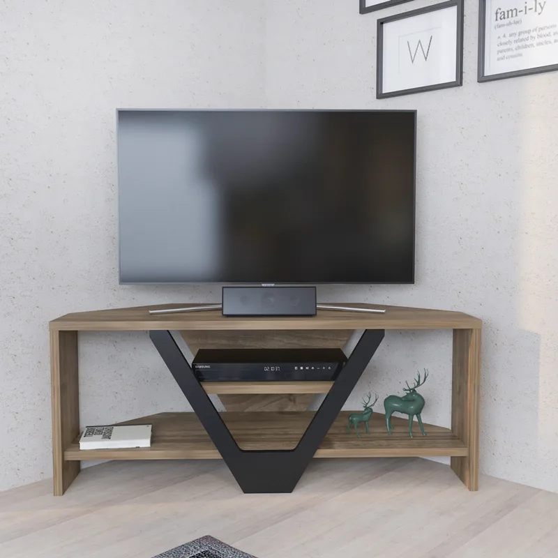 Έπιπλο Τηλεόρασης Karin - Walnut, Black 322Rtc2128 (90x36,8x35 cm)