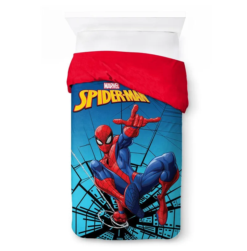 Κουβερτοπάπλωμα Flannel-Sherpa Μονό 160x250εκ. Disney Home Spiderman 13 Turquoise-Blue DimCol 52461068001 (Υλικό: Flannel 100%, Χρώμα: Μπλε, Ύφασμα: Sherpa) - DimCol - 52461068001