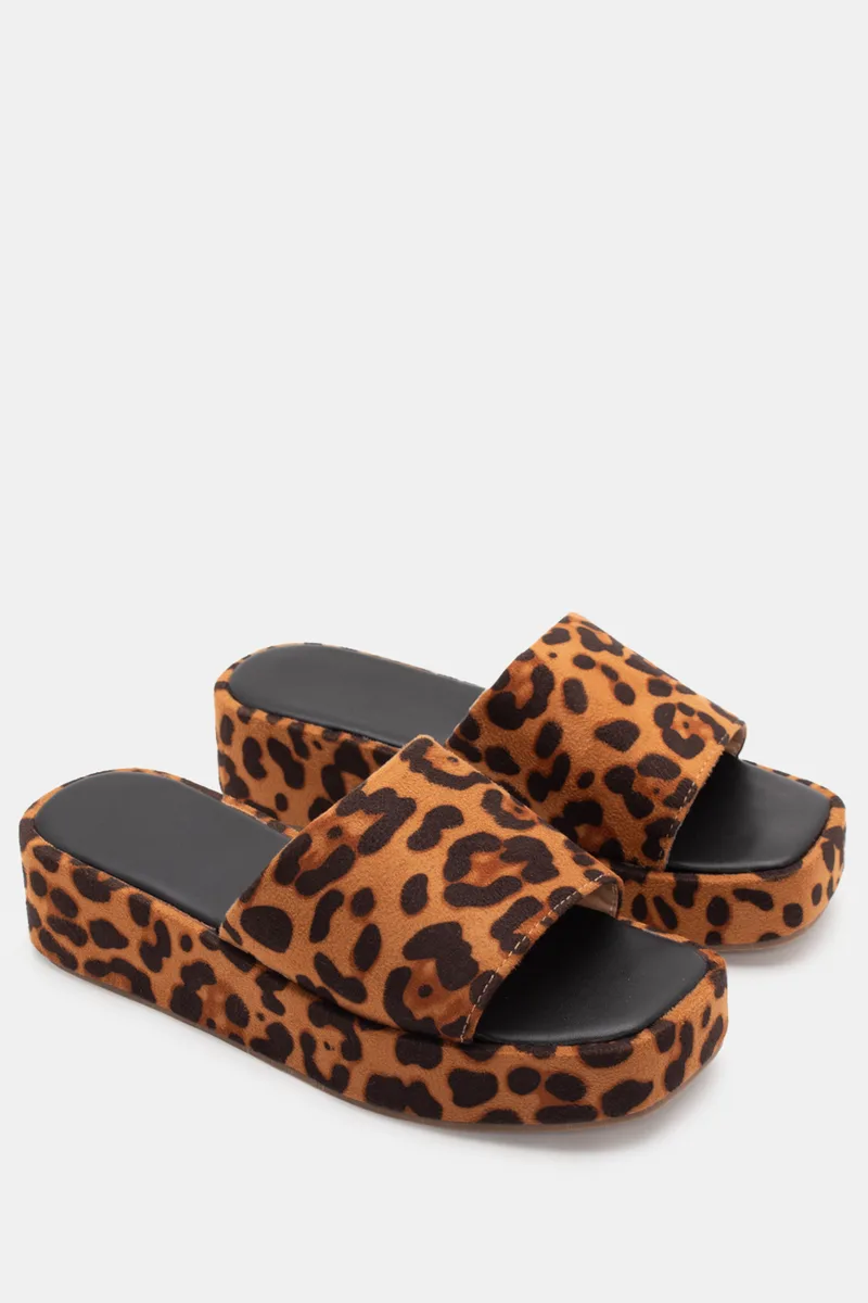 Πλατφόρμες Flatform με Φαρδιά Φάσα - Animal Print