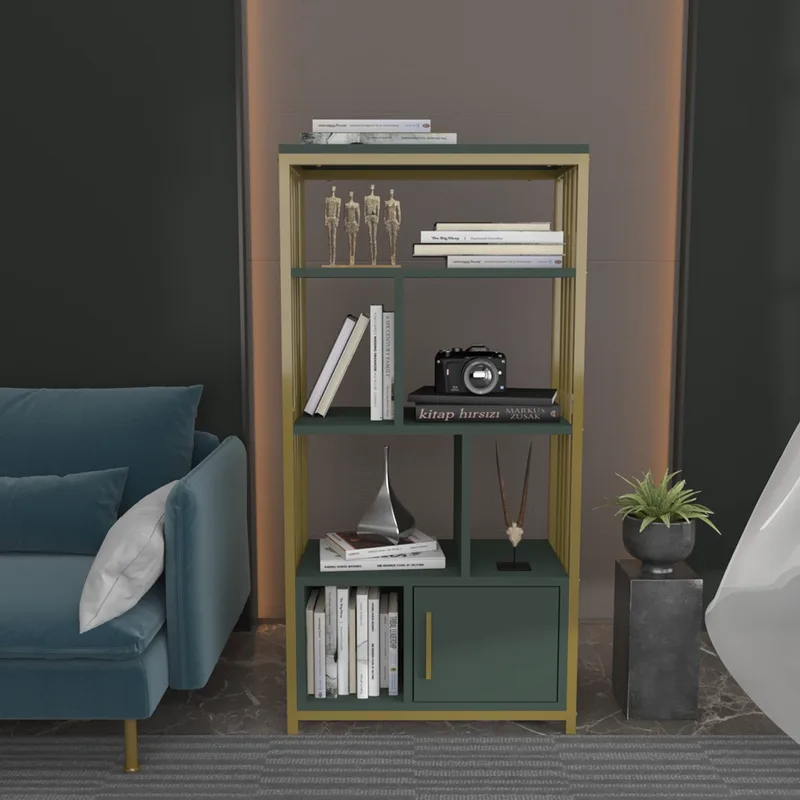 Βιβλιοθήκη Valero - Green, Χρυσό 875Zna4569 60x120x29,6 cm