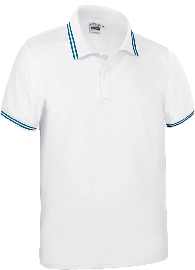 Κοντομάνικο Polo Shirt SAGANO Valento POVASAGBA White-Royal Blue
