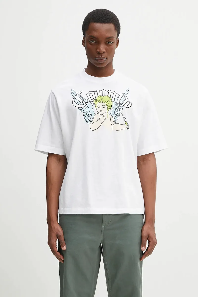 Βαμβακερό μπλουζάκι Marcelo Burlon County Angel Boxy T-Shirt White Multicol
