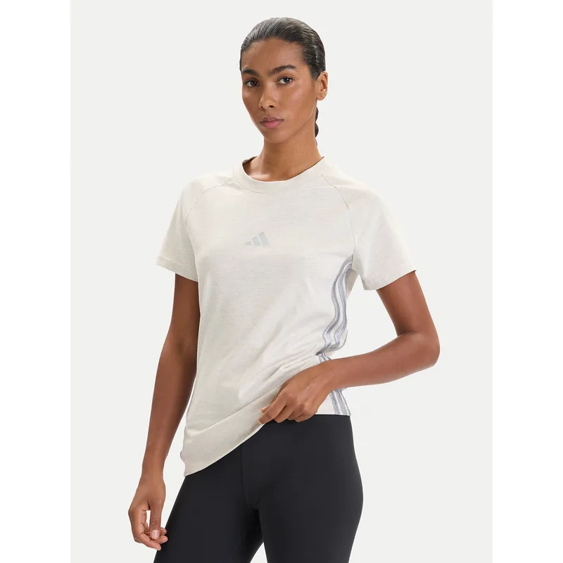 adidas T-Shirt Holiday 3-Stripes JM1880 Μπεζ Slim Fit