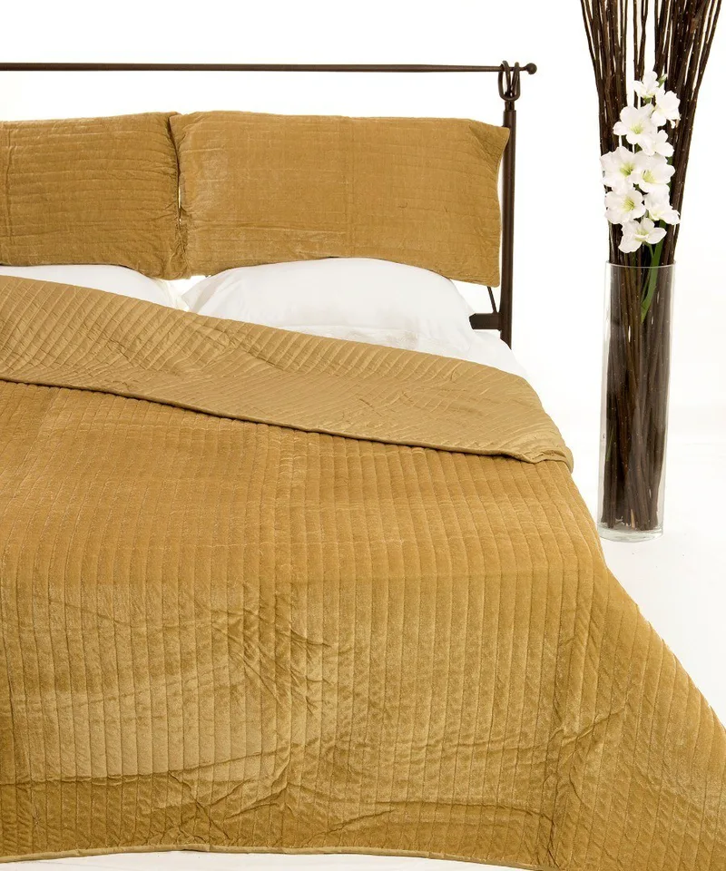 Σετ Κουβερλί Υπέρδιπλο Silk Fashion Velvet Χρυσό 220x240