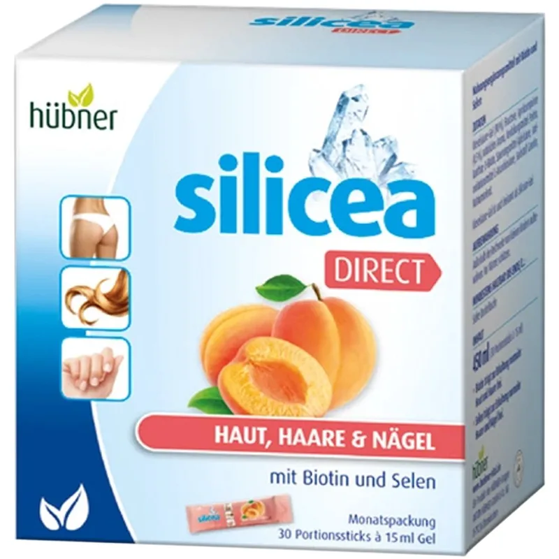 Hubner Silicea Direct Συμπλήρωμα Διατροφής σε Μορφή Πόσιμου Τζελ για την Υποστήριξη Υγιούς Δέρματος, Δυνατά Μαλλιά & Γερά Νύχια με Γεύση Βερίκοκο 30 Sachets