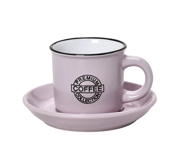 Φλυτζάνι Με Πιατάκι Cappuccino Stoneware 300ml Ροζ Coffee ESPIEL HUN308K6 (Σετ 6 Τεμάχια) (Υλικό: Κεραμικό, Χρώμα: Ροζ) - ESPIEL - HUN308K6-1