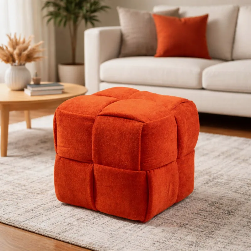 Πουφ Knitting - Πορτοκαλί 606Ryl1111 (43x43x43)