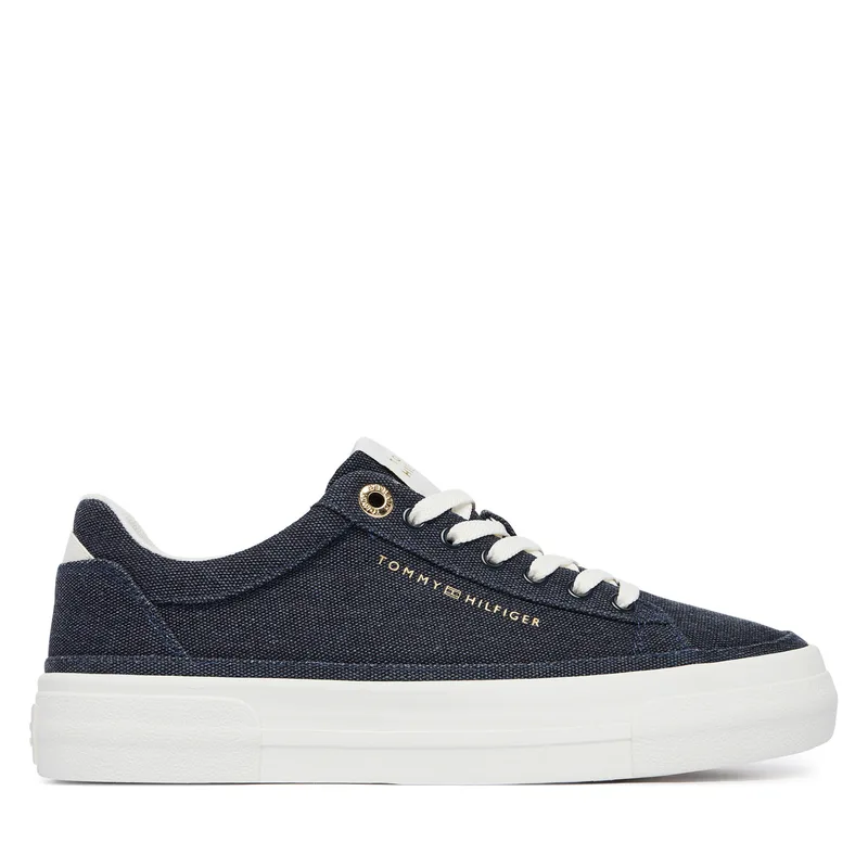Πάνινα παπούτσια Tommy Hilfiger Th Foxing Platform Washed Canvas FW0FW09172 Μπλε