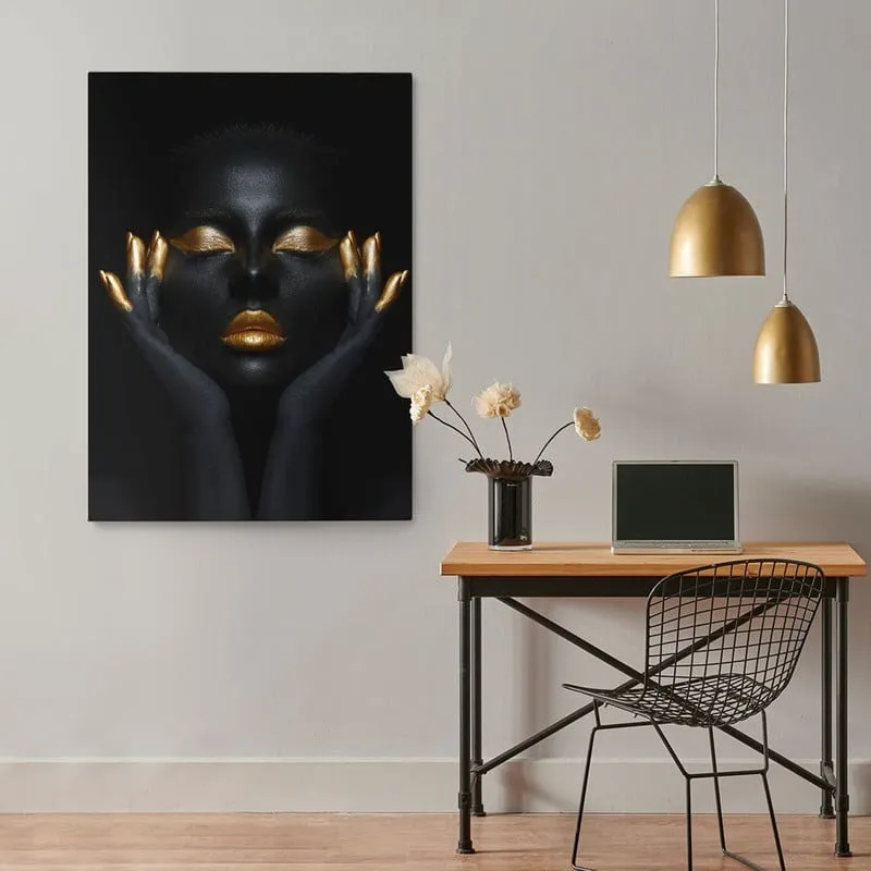 Πινακας σε καμβά WOMAN WITH GOLD PAINT 2