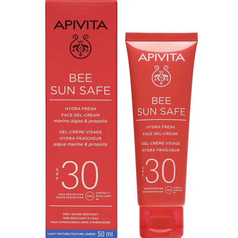 Apivita Bee Sun Safe Hydra Fresh Face Gel-Cream With Marine Algae & Propolis Spf30, Light Texture 50ml