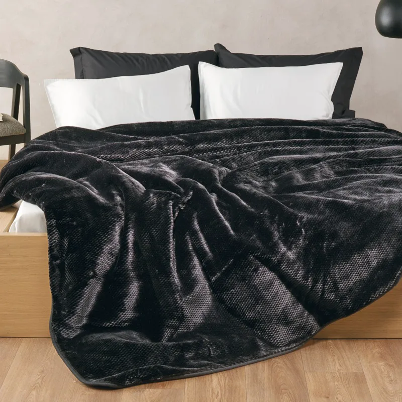 Κουβέρτα Βελουτέ Μονή 160x220 Kentia Loft Bella 30 Black 160x220