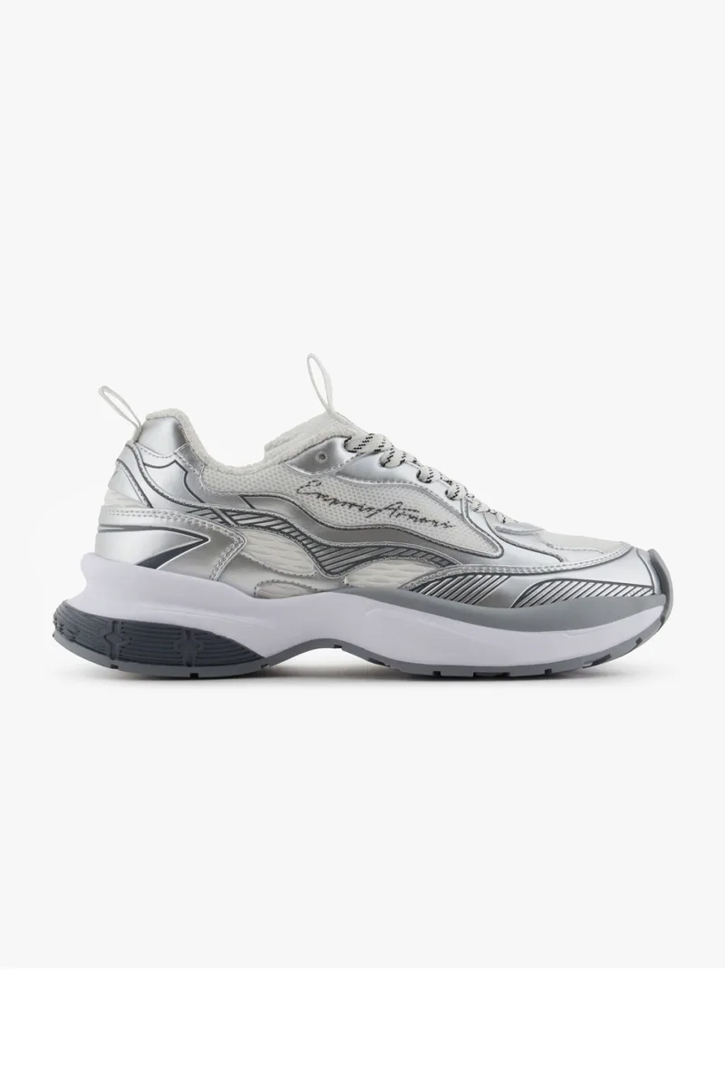 EMPORIO ARMANI ΠΑΠΟΥΤΣΙΑ SNEAKERS ΓΚΡΙ-ΛΕΥΚΟ