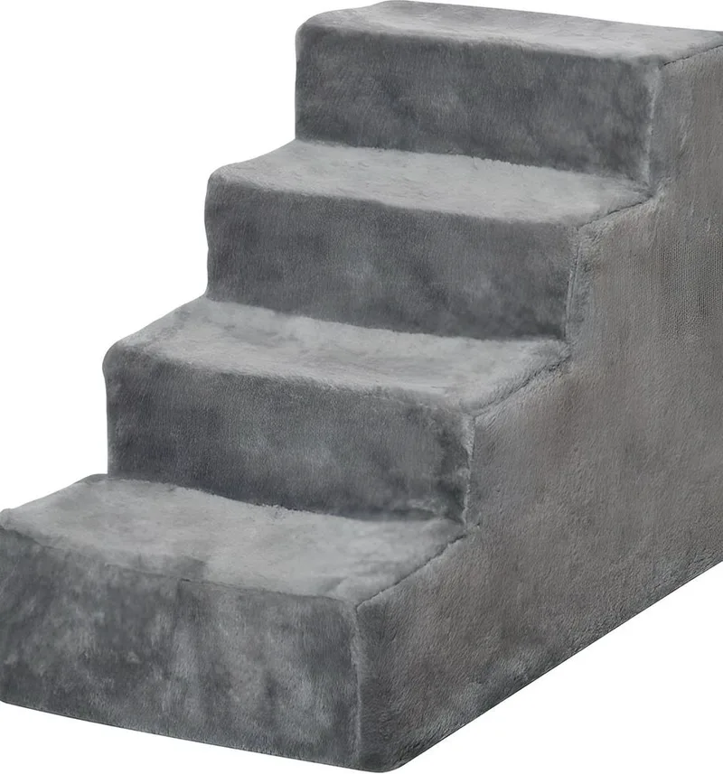 ΦΟΡΗΤΗ ΣΚΑΛΑ ΣΚΥΛΟΥ PAWHUT ΓΚΡΙ 4 ΣΚΑΛΟΠΑΤΙΑ (60X35X44CM)