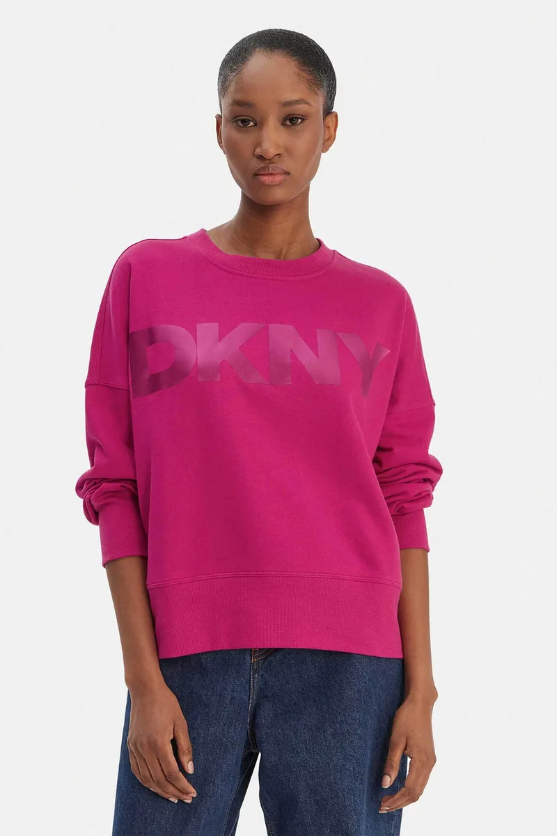 DKNY γυναικεία μπλούζα φούτερ με ανάγλυφο λογότυπο - DP6T1561 Φούξια